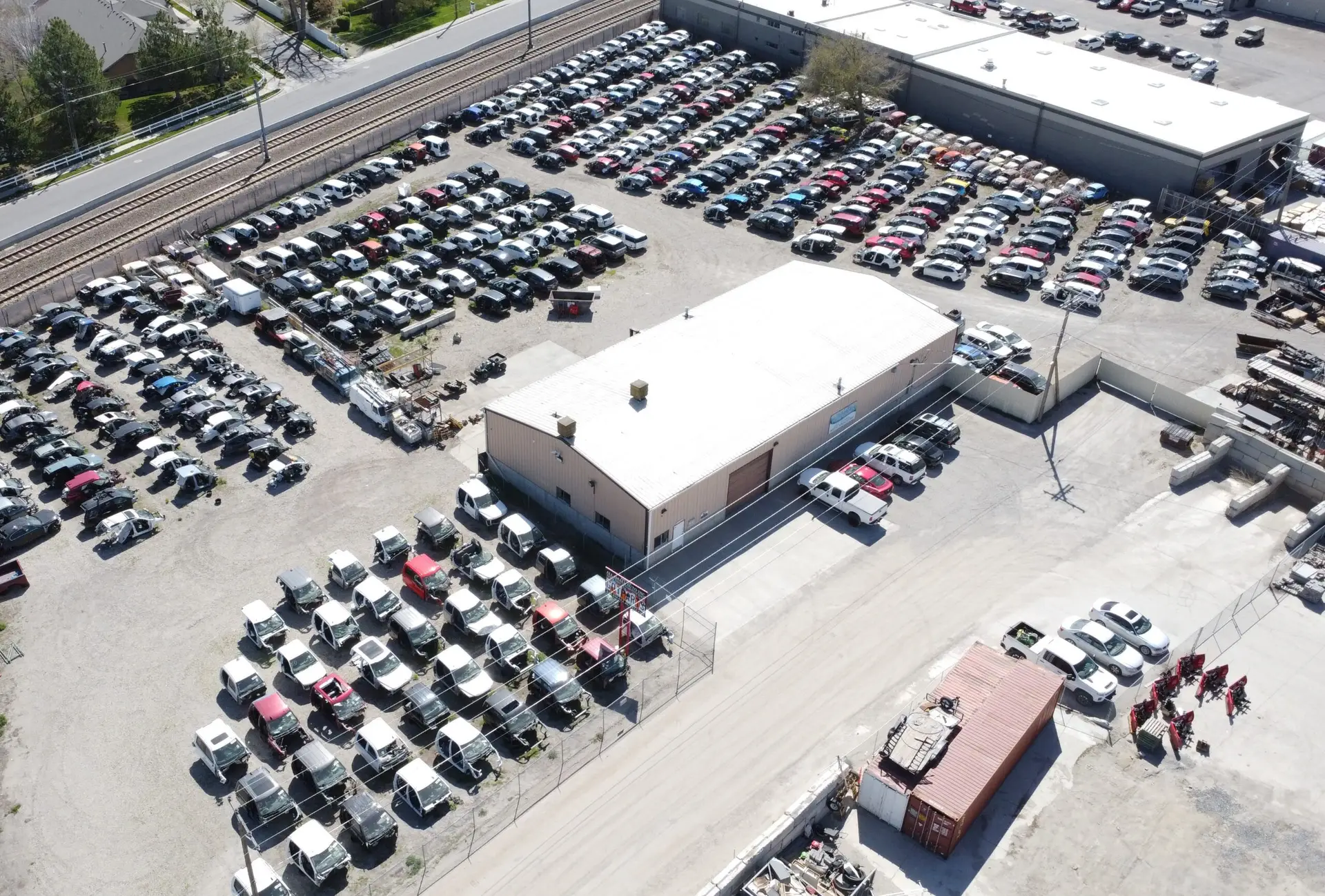 Aerial view of Midvale All Small Auto Inc. stockyard.